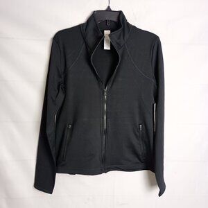 Isabella Activewear Black Zip Jacket M NWT Ruffle Hem Athletic Workout Top